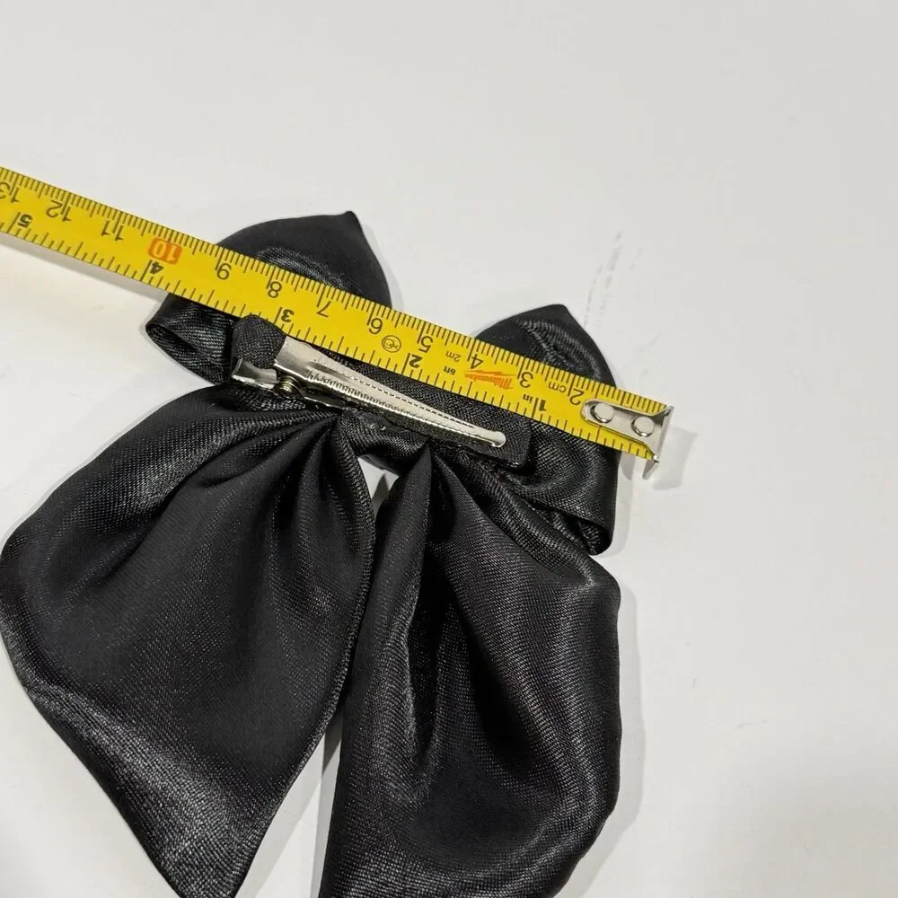 New Coquette black Satin hair bow for women and girls